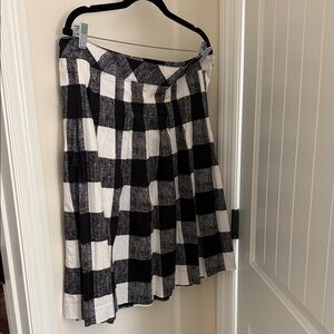 Talbots Black and White Plaid A-Line Skirt